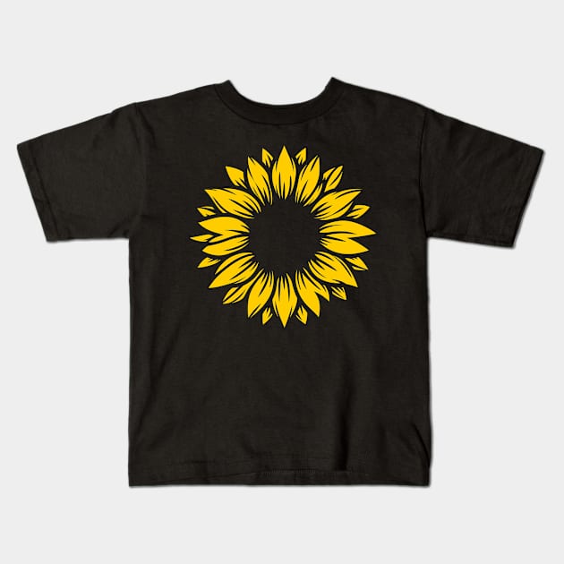 Sunflower Petals Silhouette Kids T-Shirt by KayBee Gift Shop